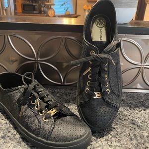 COPY - Michael Kors Black Leather Canvas Shoes Wo…